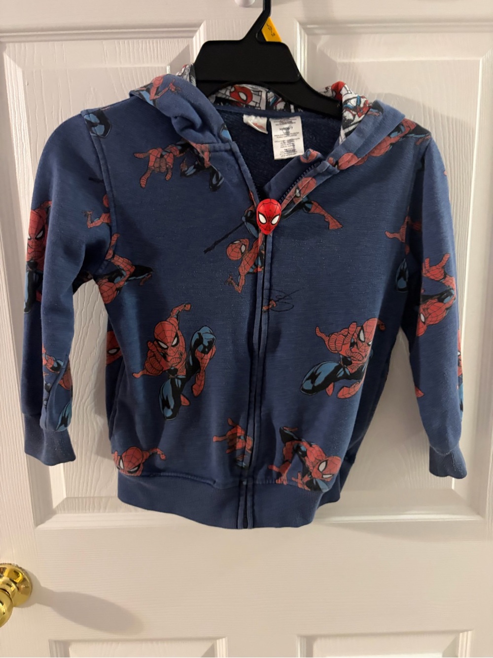 Marvel Boys Blue Hoodie with Red Spider-Man Accents
